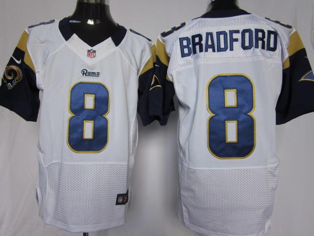 Nike St. Louis Rams 8# Sam Bradford White Elite Nike NFL Jerseys Cheap