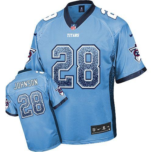 Nike Tennessee Titans 28 Chris Johnson Light Blue Drift Fashion Elite NFL Jerseys Cheap