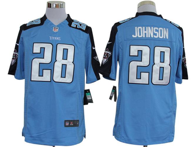 Nike Tennessee Titans 28# Chris Johnson Light Blue Game LIMITED NFL Jerseys Cheap