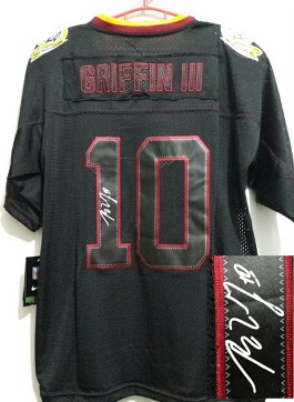 Nike Washington Redskins 10 Robert Griffin III Elite Light Out Black Signed NFL Jerseys Cheap