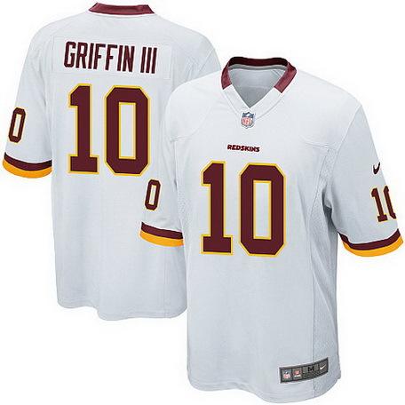 Nike Washington Redskins 10# Robert Griffin III White Game NFL Jerseys Cheap