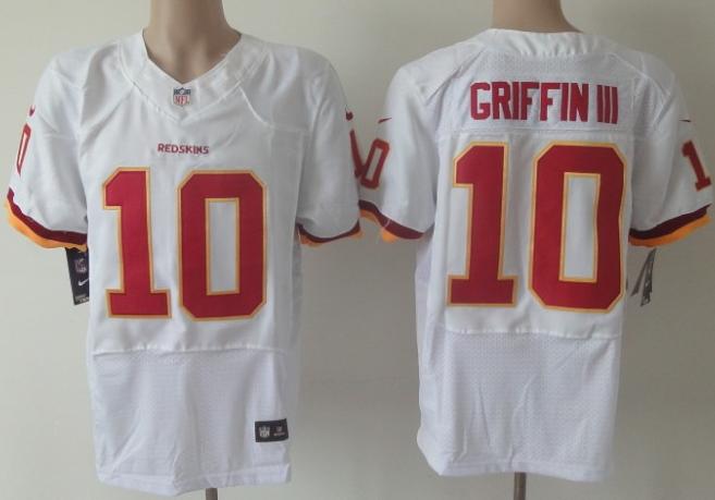 Nike Washington Redskins 10 Robert Griffin III White Elite NFL Jerseys 2013 New Style Cheap