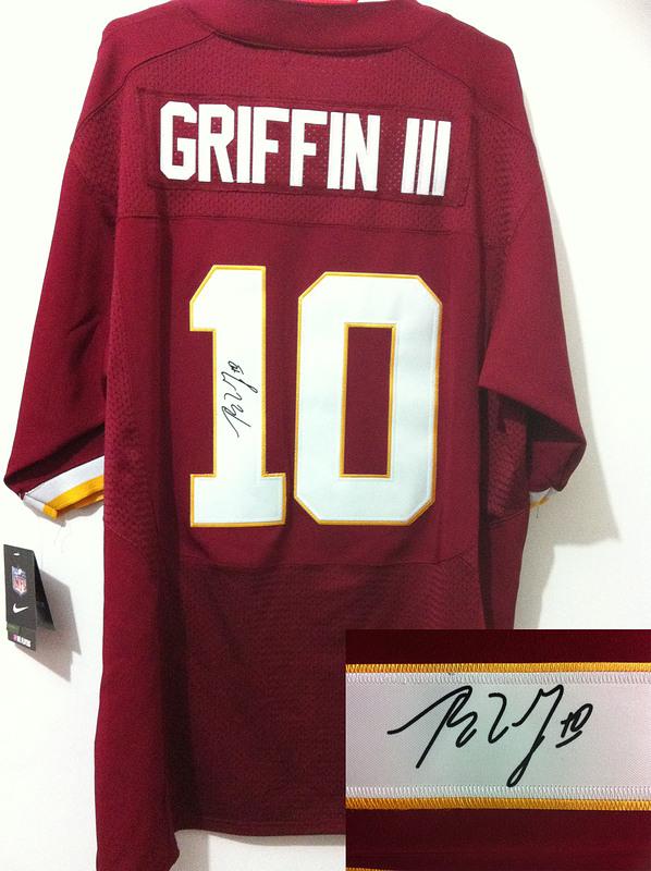 Nike Washington Redskins 10# Robert Griffin III Red Signed Elite NFL Jerseys Cheap