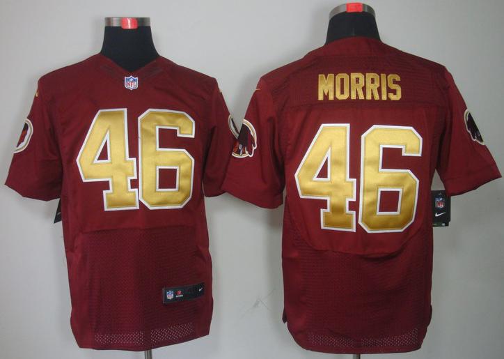 Nike Washington Redskins #46 Alfred Morris Red Elite NFL Jerseys Gold Number Cheap