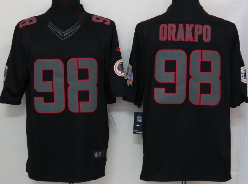 Nike Washington Redskins 98# Brian Orakpo Black Impact Game LIMITED NFL Jerseys Cheap