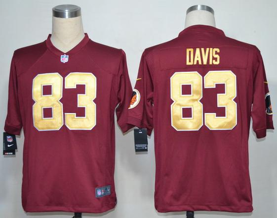 Nike Washington Redskins #83 Fred Davis Red Game NFL Jersey Gold Numbers Cheap