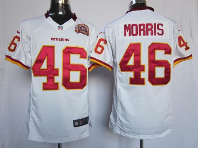 Nike Washington Redskins #46 Alfred Morris White Game NFL Jerseys W 80th Patch Cheap