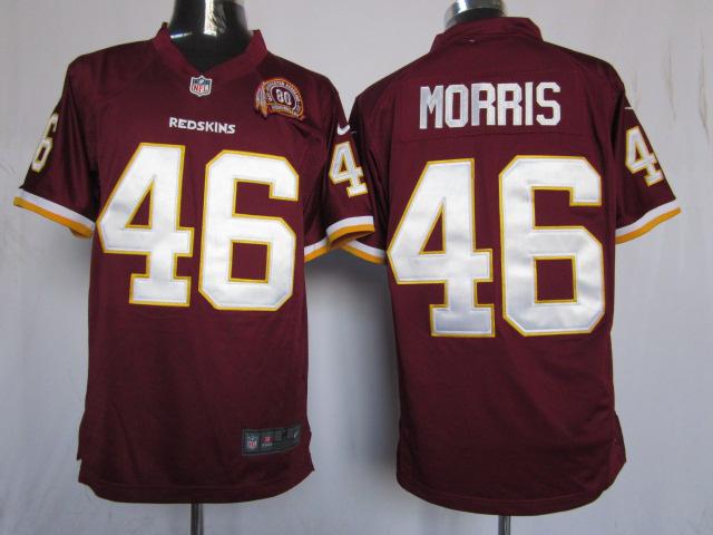 Nike Washington Redskins #46 Alfred Morris Red Game NFL Jerseys W 80th Patch Cheap