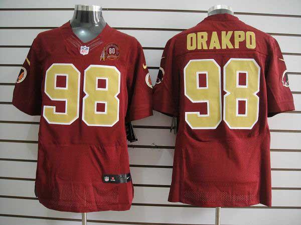 Nike Washington Redskins 98# Brian Orakpo Red 80th Elite Nike NFL Jerseys Gold Number Cheap