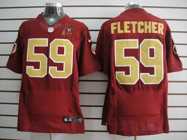 Nike Washington Redskins 59# London Fletcher Red 80th Elite Nike NFL Jerseys Gold Number-1 Cheap