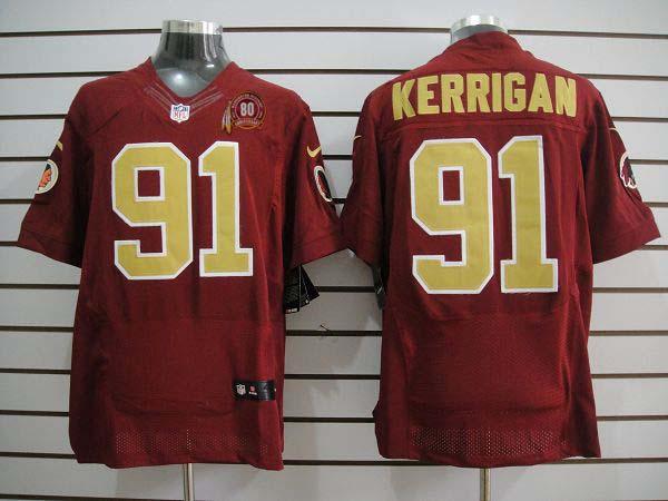 Nike Washington Redskins 91# Ryan Kerrigan Red 80th Elite Nike NFL Jerseys Gold Number Cheap
