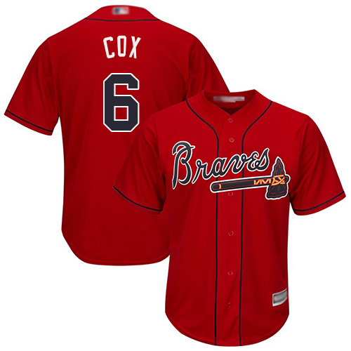 Braves #6 Bobby Cox Red Stitched Baseball Jersey