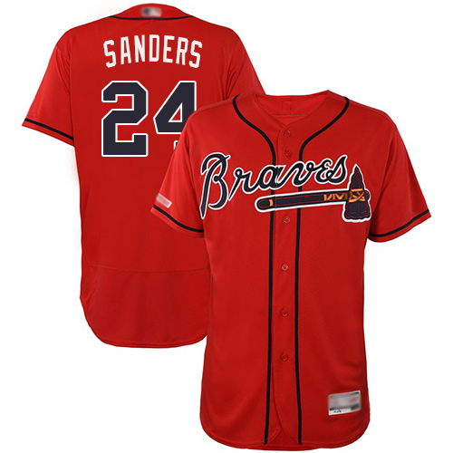 Braves #24 Deion Sanders Red Flexbase Authentic Collection Stitched Baseball Jersey
