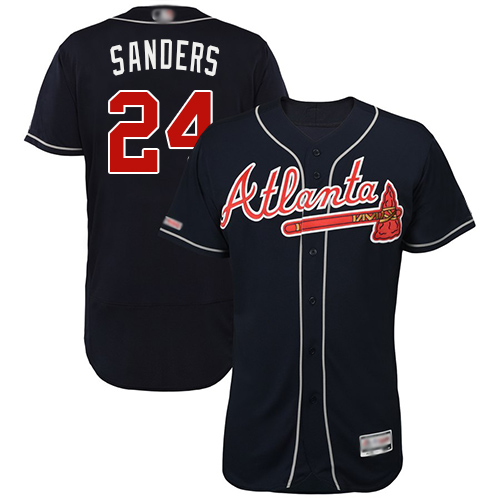 Braves #24 Deion Sanders Navy Blue Flexbase Authentic Collection Stitched Baseball Jersey