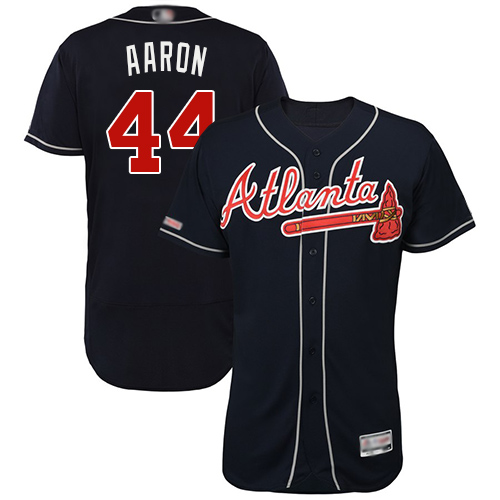 Braves #44 Hank Aaron Navy Blue Flexbase Authentic Collection Stitched Baseball Jersey