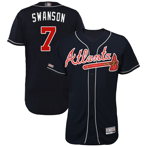 Braves #7 Dansby Swanson Navy Blue Flexbase Authentic Collection Stitched Baseball Jersey