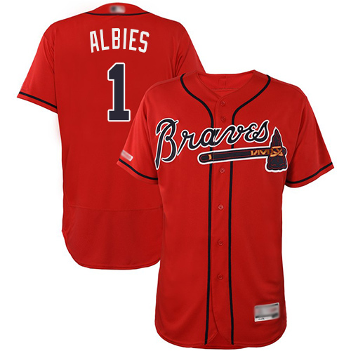 Braves #1 Ozzie Albies Red Flexbase Authentic Collection Stitched Baseball Jersey