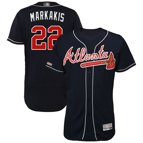 Braves #22 Nick Markakis Navy Blue Flexbase Authentic Collection Stitched Baseball Jersey
