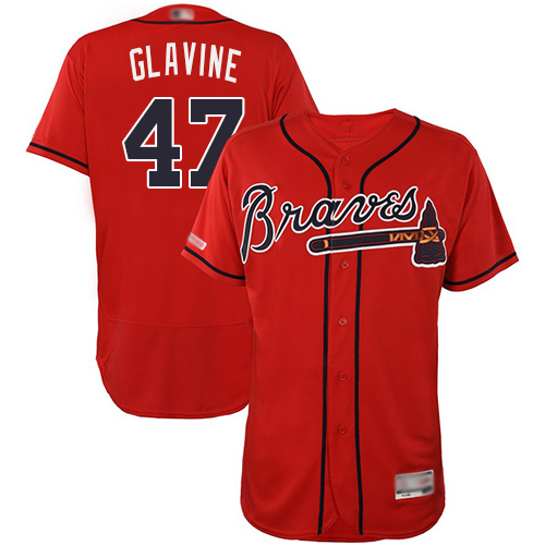 Braves #47 Tom Glavine Red Flexbase Authentic Collection Stitched Baseball Jersey Braves #47 Tom Glavine Red Flexbase Authentic Collection Stitched Baseball Jersey