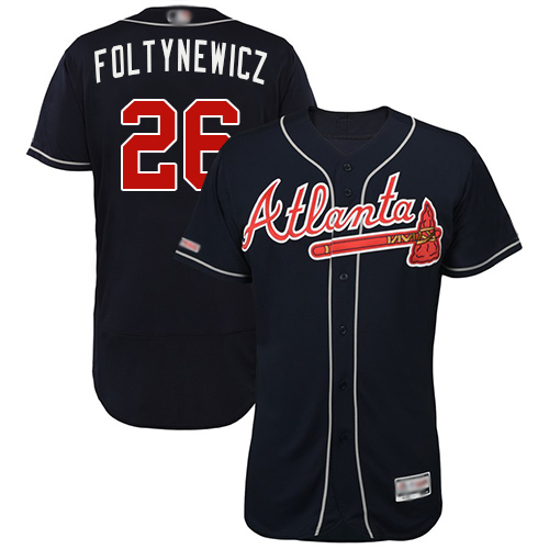 Braves #26 Mike Foltynewicz Navy Blue Flexbase Authentic Collection Stitched Baseball Jersey Braves #26 Mike Foltynewicz Navy Blue Flexbase Authentic Collection Stitched Baseball Jersey