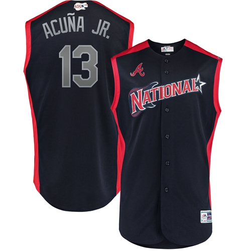 Braves #13 Ronald Acuna Jr. Navy 2019 All-Star National League Stitched Baseball Jersey