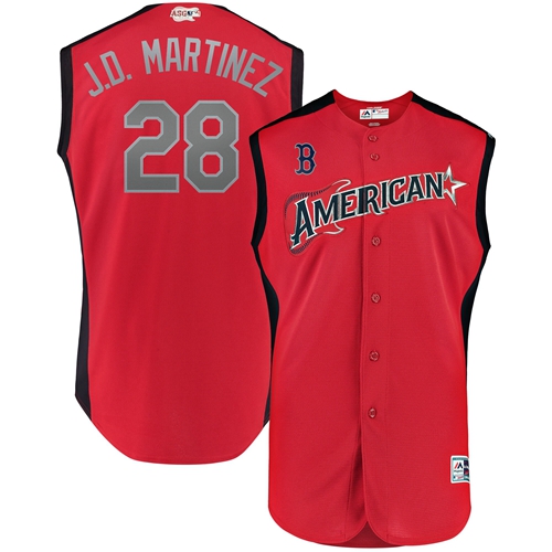 Red Sox #28 J. D. Martinez Red 2019 All-Star American League Stitched Baseball Jersey