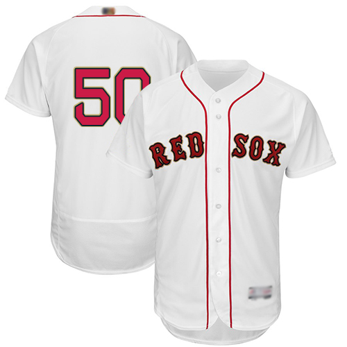 Red Sox #50 Mookie Betts White FlexBase Authentic 2019 Gold Program Cool Base Stitched Baseball Jersey