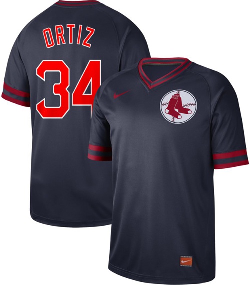 Nike Red Sox #34 David Ortiz Navy Authentic Cooperstown Collection Stitched Baseball Jersey