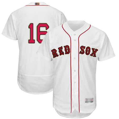 Red Sox #16 Andrew Benintendi White FlexBase Authentic 2019 Gold Program Cool Base Stitched Baseball Jersey