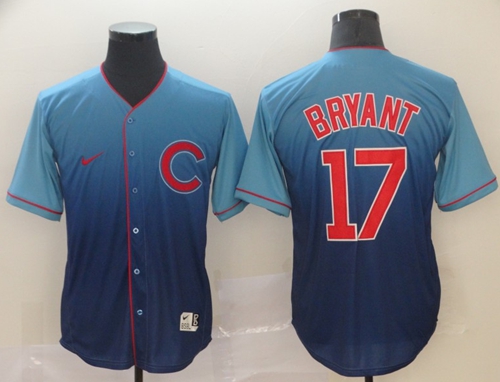 Cubs #17 Kris Bryant Royal Fade Authentic Stitched Baseball Jersey