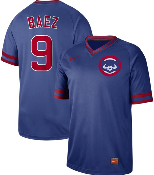 Nike Cubs #9 Javier Baez Royal Authentic Cooperstown Collection Stitched Baseball Jersey
