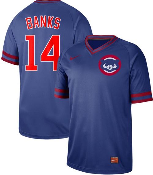 Cubs #14 Ernie Banks Royal Authentic Cooperstown Collection Stitched Baseball Jersey