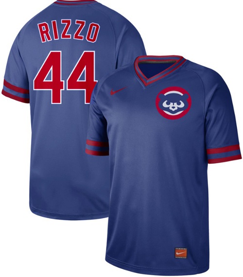 Cubs #44 Anthony Rizzo Royal Authentic Cooperstown Collection Stitched Baseball Jersey