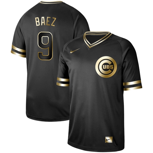 Cubs #9 Javier Baez Black Gold Authentic Stitched Baseball Jersey