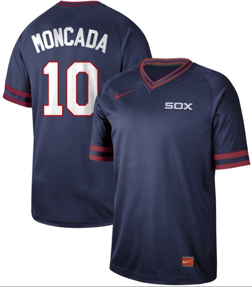 Nike White Sox #10 Yoan Moncada Navy Authentic Cooperstown Collection Stitched Baseball Jerseys