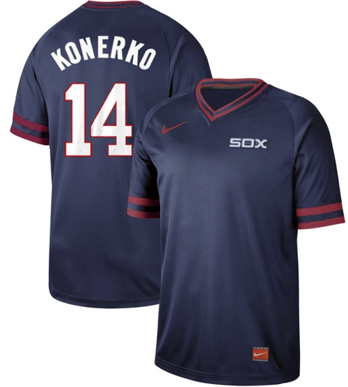 White Sox #14 Paul Konerko Navy Authentic Cooperstown Collection Stitched Baseball Jerseys