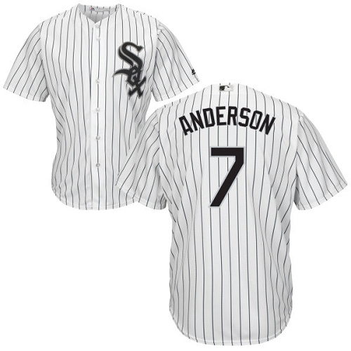 White Sox #7 Tim Anderson White(Black Strip) New Cool Base Stitched Baseball Jersey