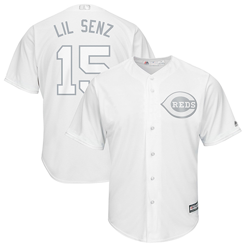 Reds #15 Nick Senzel White "Lil Senz" Players Weekend Cool Base Stitched Baseball Jersey