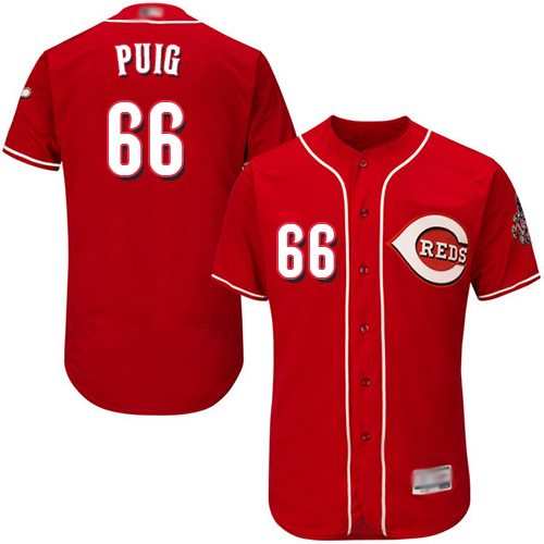 Reds #66 Yasiel Puig Red Flexbase Authentic Collection Stitched Baseball Jersey