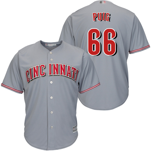 Reds #66 Yasiel Puig Grey New Cool Base Stitched Baseball Jersey Reds #66 Yasiel Puig Grey New Cool Base Stitched Baseball Jersey