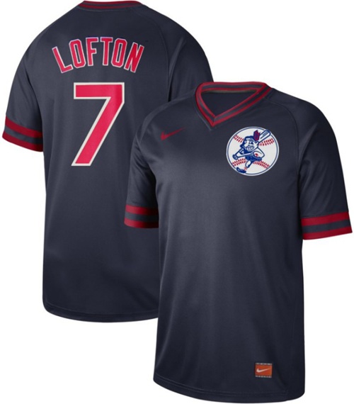 Nike Indians #7 Kenny Lofton Navy Authentic Cooperstown Collection Stitched Baseball Jersey