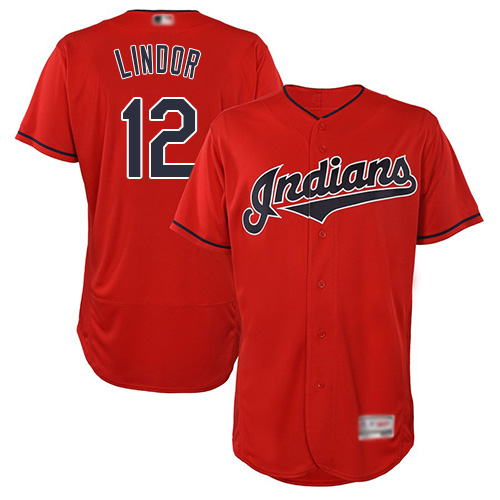 Indians #12 Francisco Lindor Red Flexbase Authentic Collection Stitched Baseball Jersey