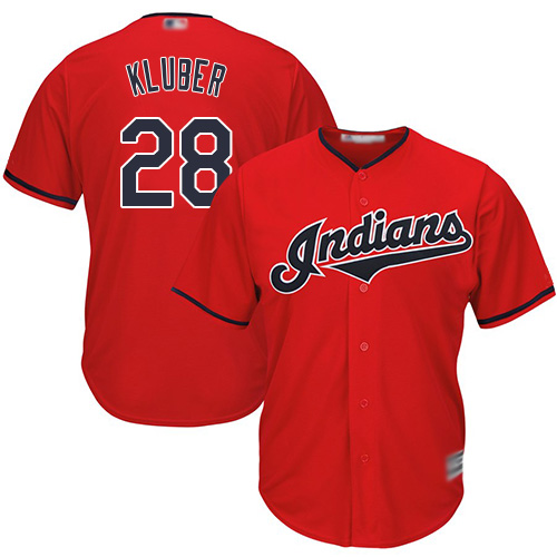 Indians #28 Corey Kluber Red New Cool Base Stitched Baseball Jersey