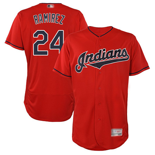 Indians #24 Manny Ramirez Red Flexbase Authentic Collection Stitched Baseball Jersey
