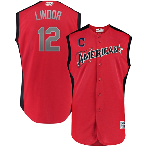 Indians #12 Francisco Lindor Red 2019 All-Star American League Stitched Baseball Jersey