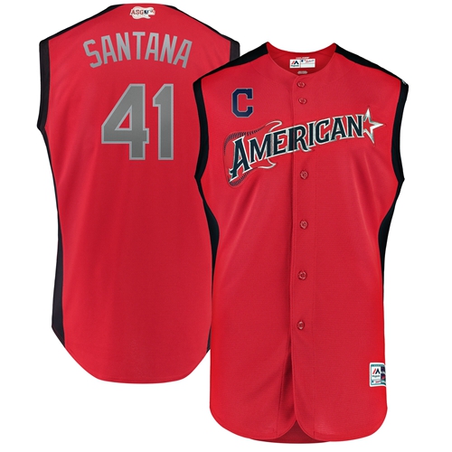 Indians #41 Carlos Santana Red 2019 All-Star American League Stitched Baseball Jersey