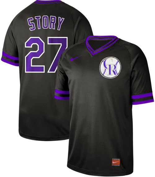 Nike Rockies #27 Trevor Story Black Authentic Cooperstown Collection Stitched Baseball Jersey