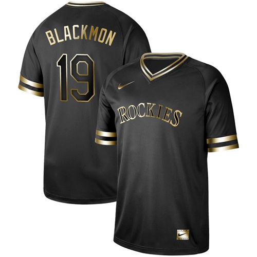 Rockies #19 Charlie Blackmon Black Gold Authentic Stitched Baseball Jersey