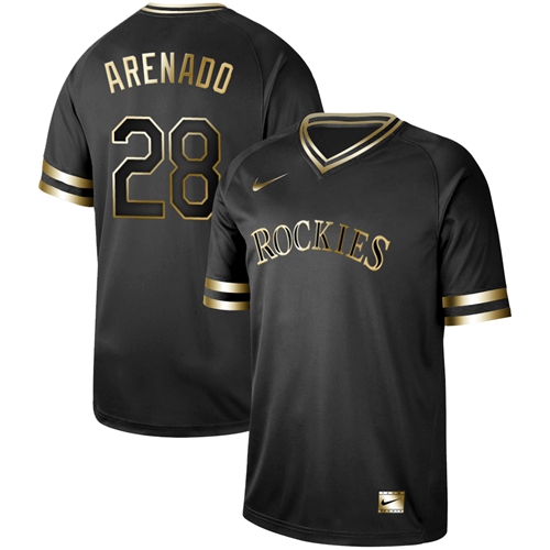 Rockies #28 Nolan Arenado Black Gold Authentic Stitched Baseball Jersey