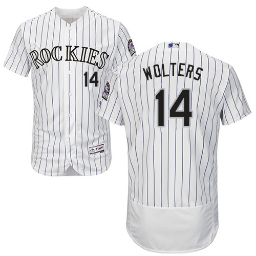 Rockies #14 Tony Wolters White Strip Flexbase Authentic Collection Stitched Baseball Jersey Rockies #14 Tony Wolters White Strip Flexbase Authentic Collection Stitched Baseball Jersey